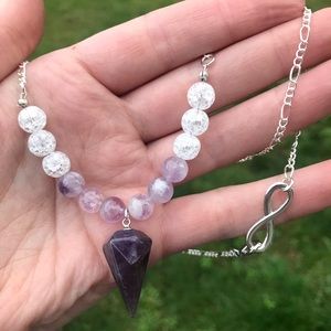 Amethyst Crystal Pendulum Necklace Natural Stone